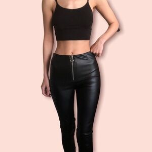 ZARA Black Faux leather Pants-(Sz XS)